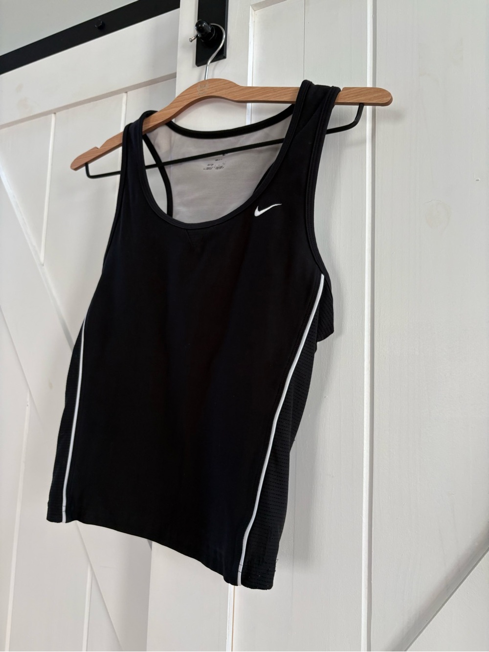 Nike Dri-Fit Black Performance Racerback Running Tank Top with White Piping